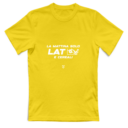 T-Shirt Unisex La Mattina Solo Lat e Cereali Stampa White