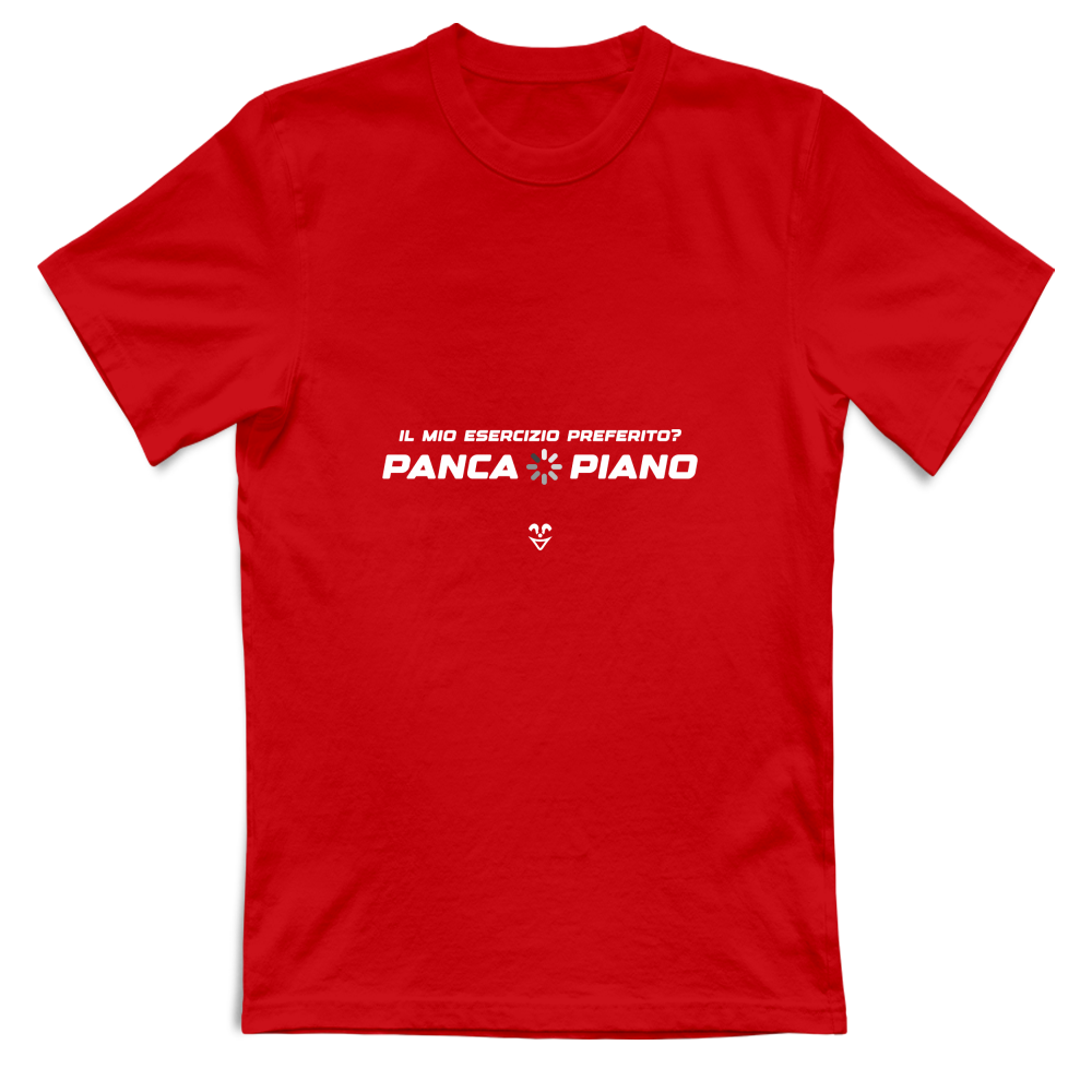 T-Shirt Unisex Palestra “Esercizio Preferito? Panca Piano” - Stampa White