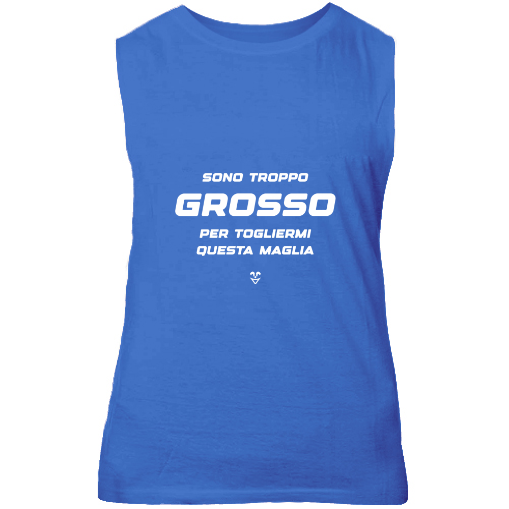 Canotta Unisex Palestra “Sono Troppo Grosso Per Togliermi Questa Maglia” - Stampa white