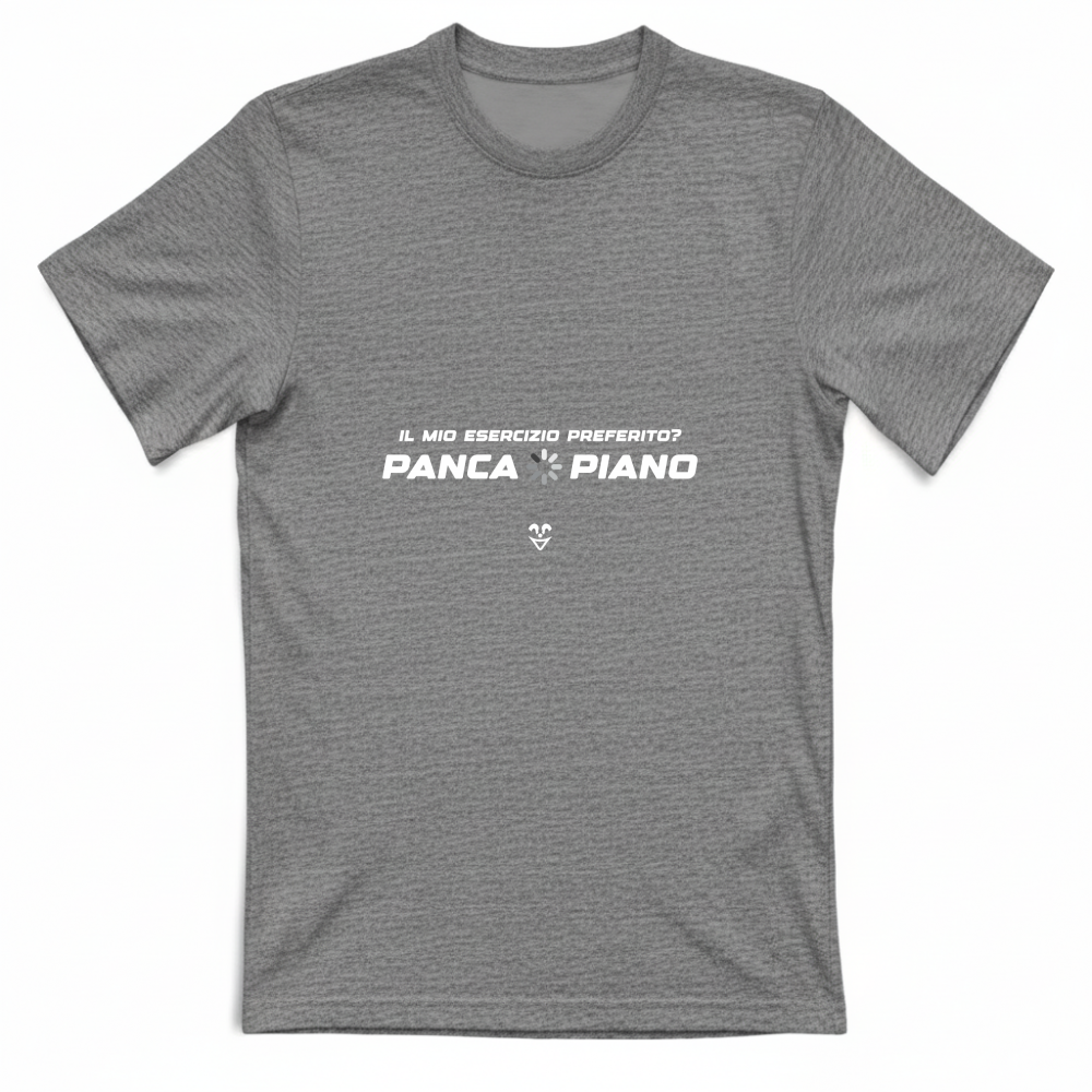 T-Shirt Unisex Palestra “Esercizio Preferito? Panca Piano” - Stampa White