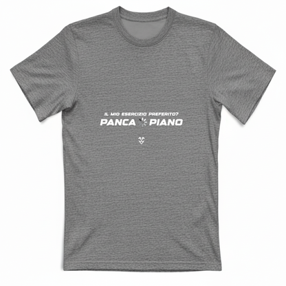 T-Shirt Unisex Palestra “Esercizio Preferito? Panca Piano” - Stampa White
