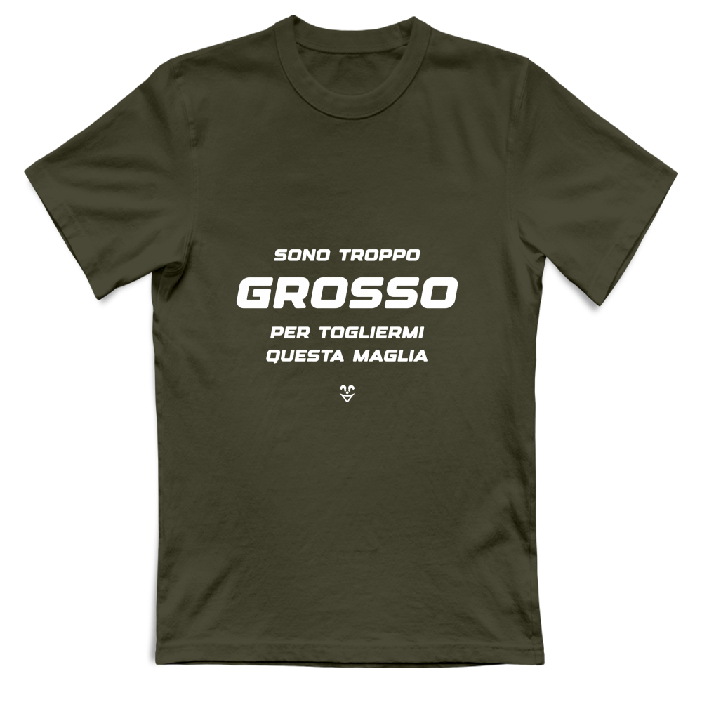 T-Shirt Unisex “Sono Troppo Grosso Per Togliermi Questa Maglia” - Stampa white