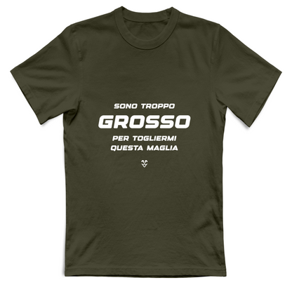 T-Shirt Unisex “Sono Troppo Grosso Per Togliermi Questa Maglia” - Stampa white