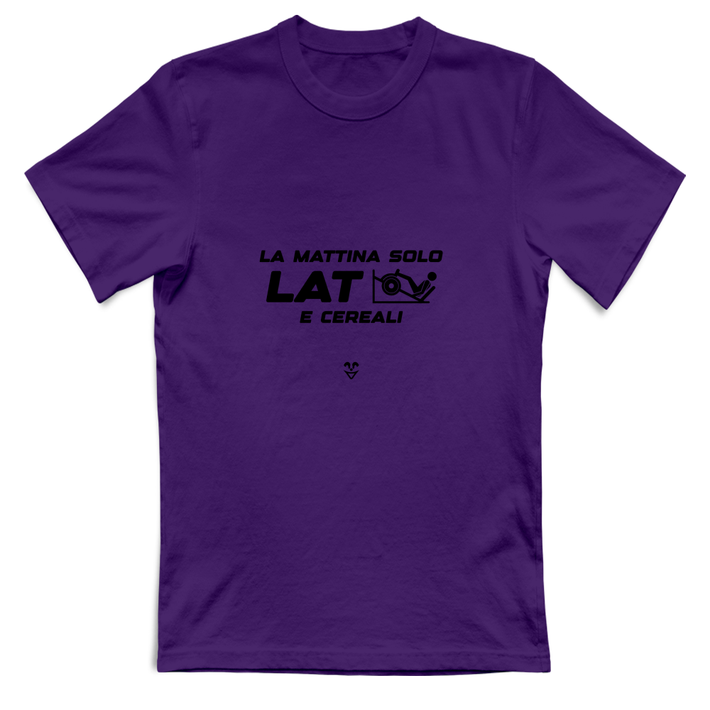 T-Shirt Unisex Palestra “La Mattina Solo Lat e Cereali” - Stampa Black