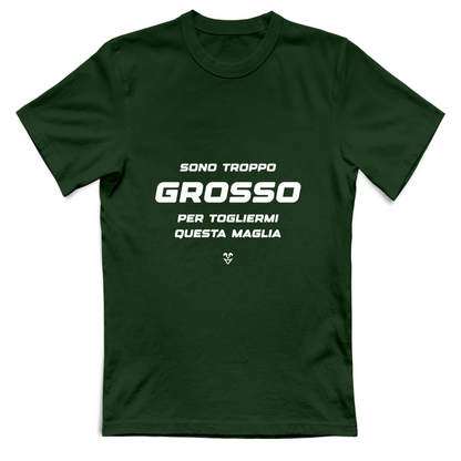 T-Shirt Unisex “Sono Troppo Grosso Per Togliermi Questa Maglia” - Stampa white