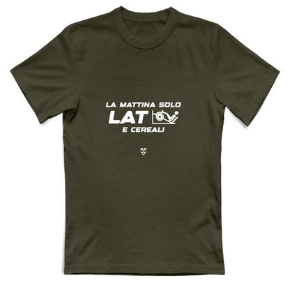 T-Shirt Unisex La Mattina Solo Lat e Cereali Stampa White