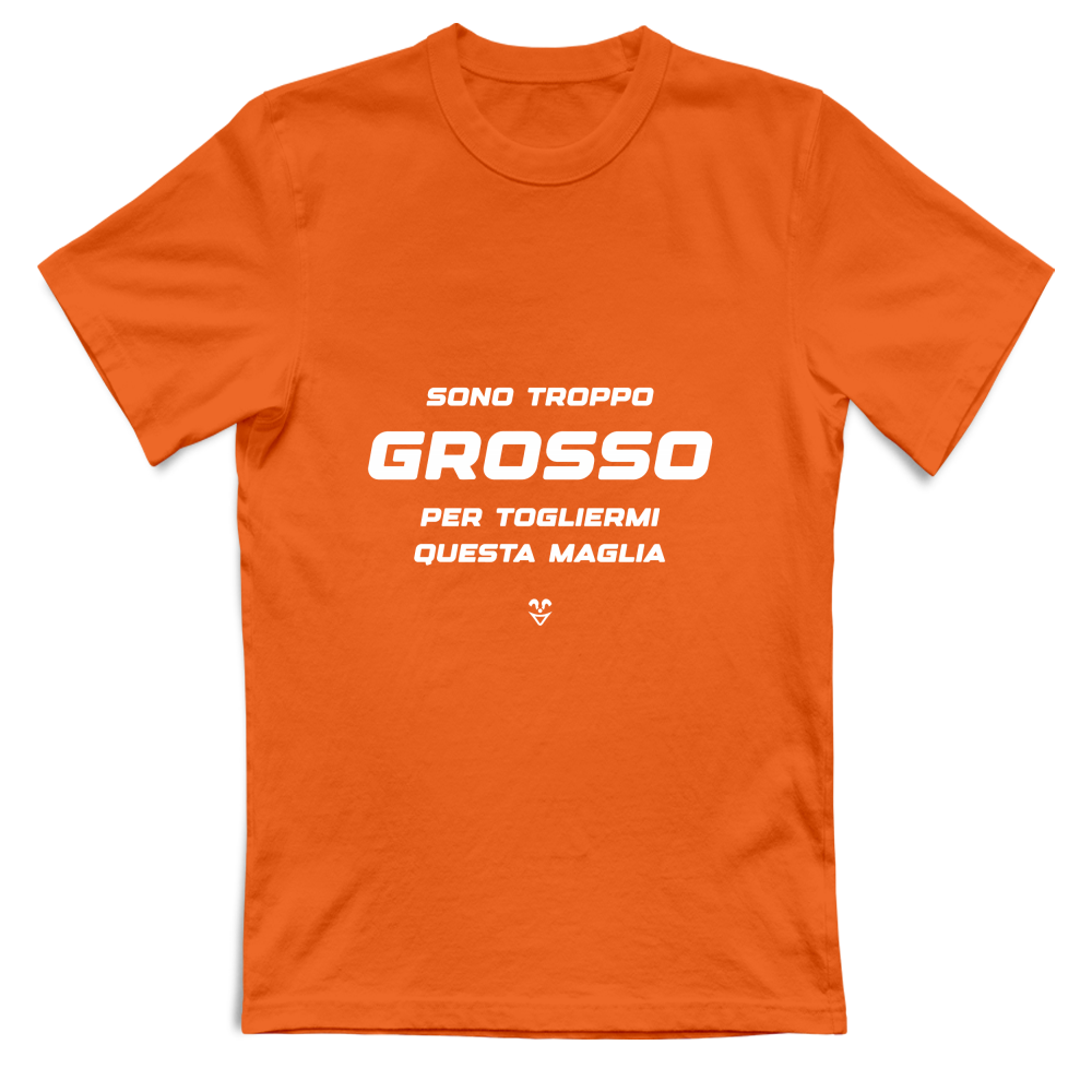 T-Shirt Unisex “Sono Troppo Grosso Per Togliermi Questa Maglia” - Stampa white