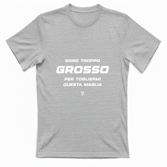 T-Shirt Unisex “Sono Troppo Grosso Per Togliermi Questa Maglia” - Stampa white