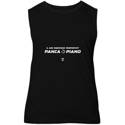 Canotta Unisex Palestra “Esercizio Preferito? Panca Piano” - Stampa White