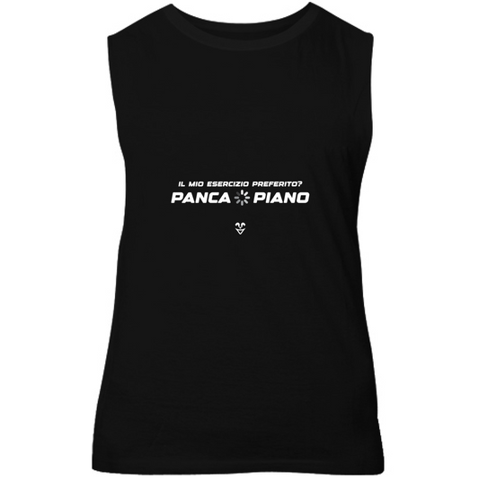 Canotta Unisex Palestra “Esercizio Preferito? Panca Piano” - Stampa White