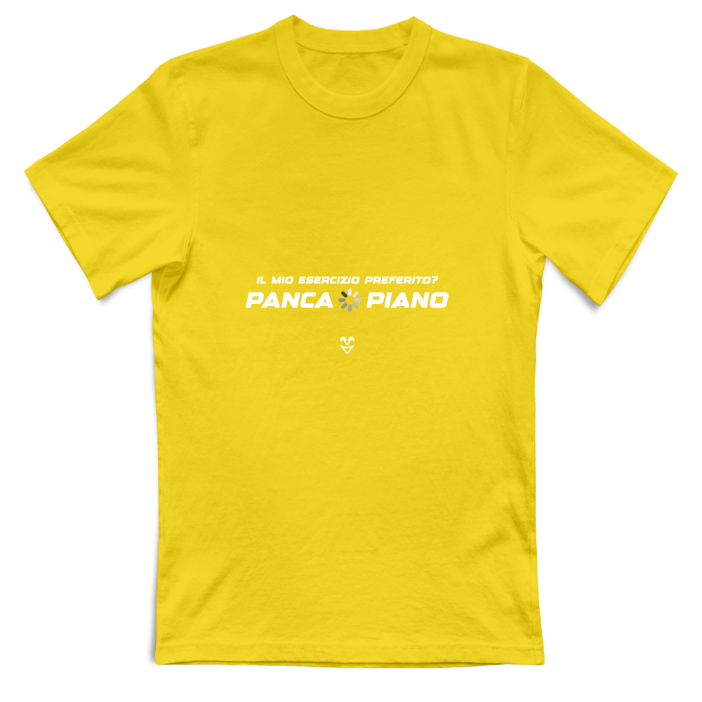 T-Shirt Unisex Palestra “Esercizio Preferito? Panca Piano” - Stampa White