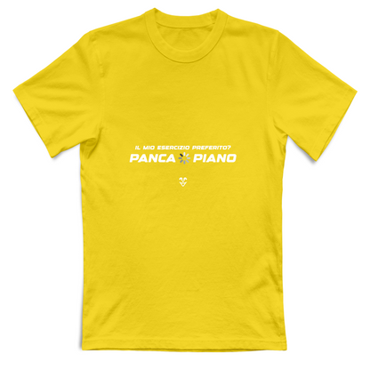 T-Shirt Unisex Palestra “Esercizio Preferito? Panca Piano” - Stampa White