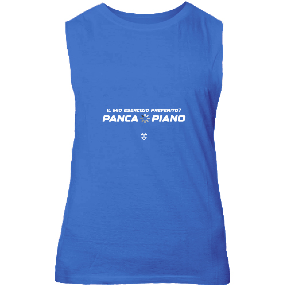 Canotta Unisex Palestra “Esercizio Preferito? Panca Piano” - Stampa White