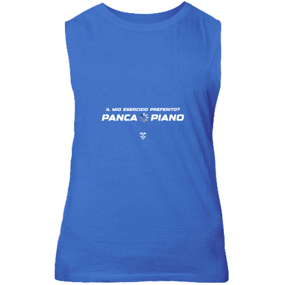 Canotta Unisex Palestra “Esercizio Preferito? Panca Piano” - Stampa White