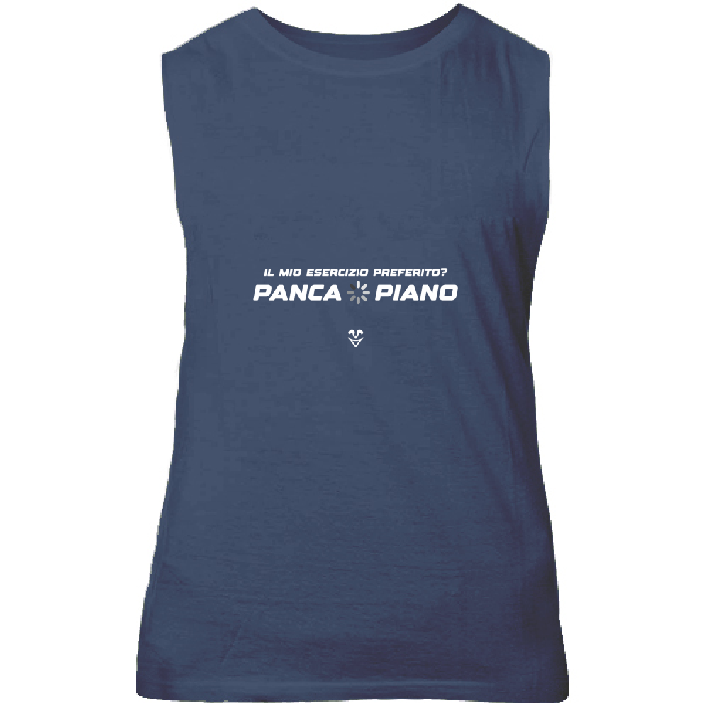 Canotta Unisex Palestra “Esercizio Preferito? Panca Piano” - Stampa White