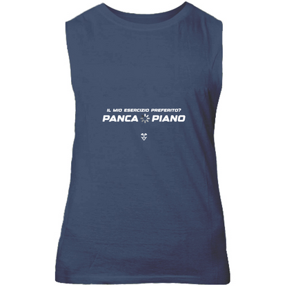 Canotta Unisex Palestra “Esercizio Preferito? Panca Piano” - Stampa White