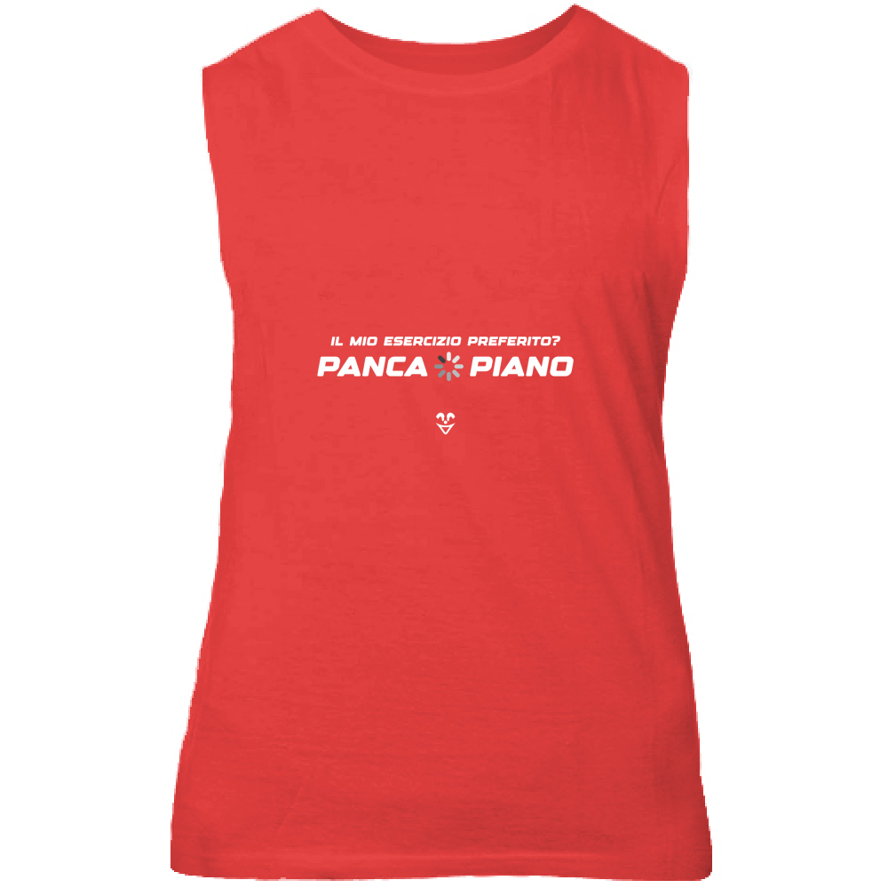 Canotta Unisex Palestra “Esercizio Preferito? Panca Piano” - Stampa White