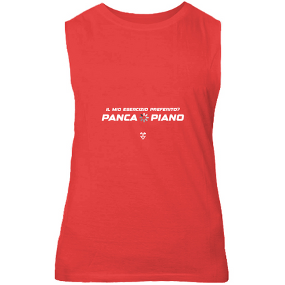 Canotta Unisex Palestra “Esercizio Preferito? Panca Piano” - Stampa White