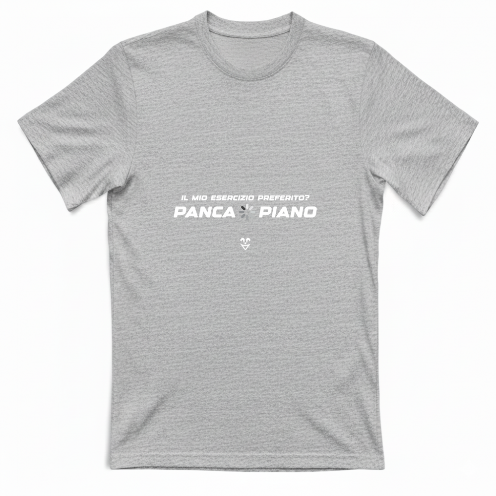 T-Shirt Unisex Palestra “Esercizio Preferito? Panca Piano” - Stampa White