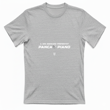 T-Shirt Unisex Palestra “Esercizio Preferito? Panca Piano” - Stampa White