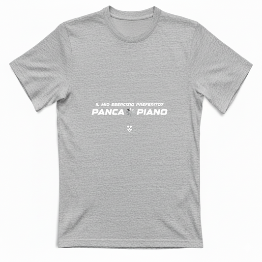 T-Shirt Unisex Palestra “Esercizio Preferito? Panca Piano” - Stampa White