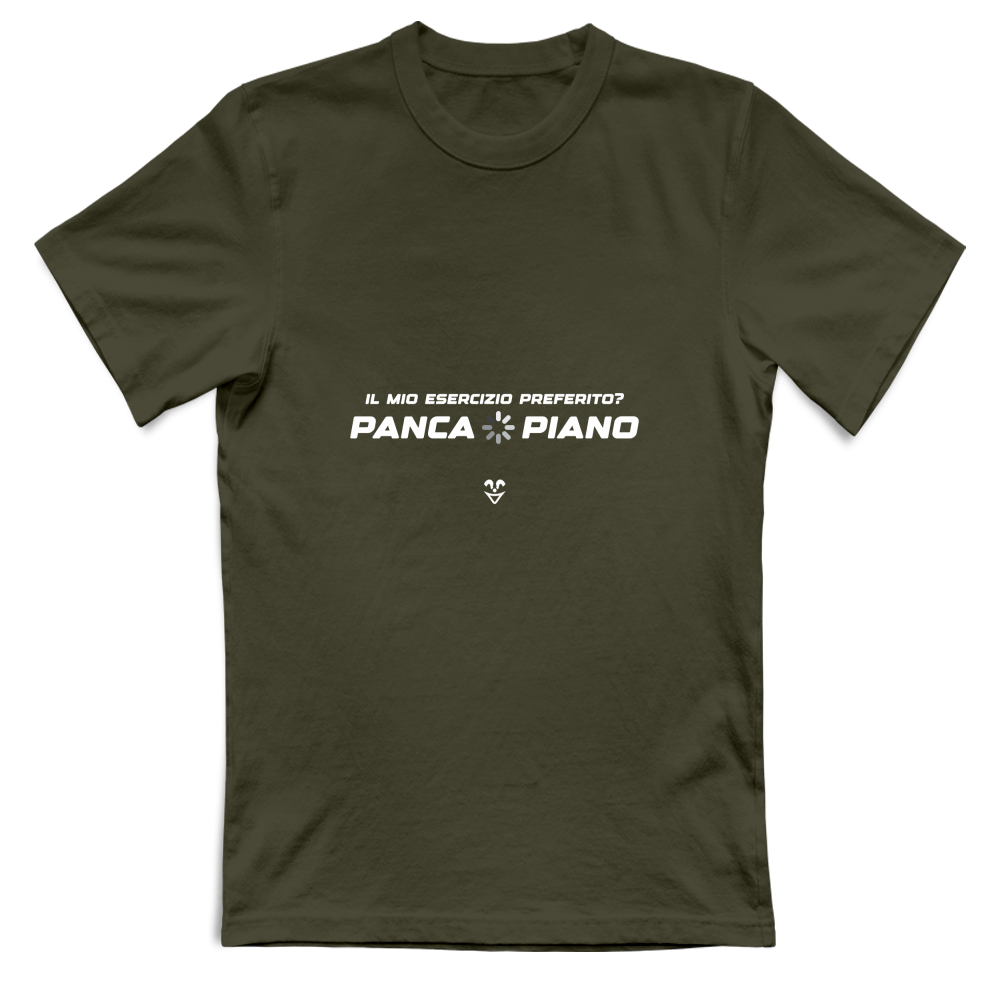 T-Shirt Unisex Palestra “Esercizio Preferito? Panca Piano” - Stampa White